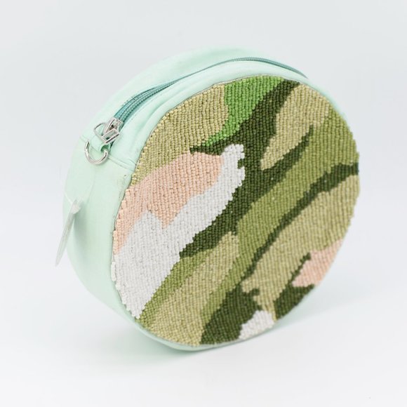 Handmade Round seedbead camo pouch/ crossbody bag - Picture 2 of 2